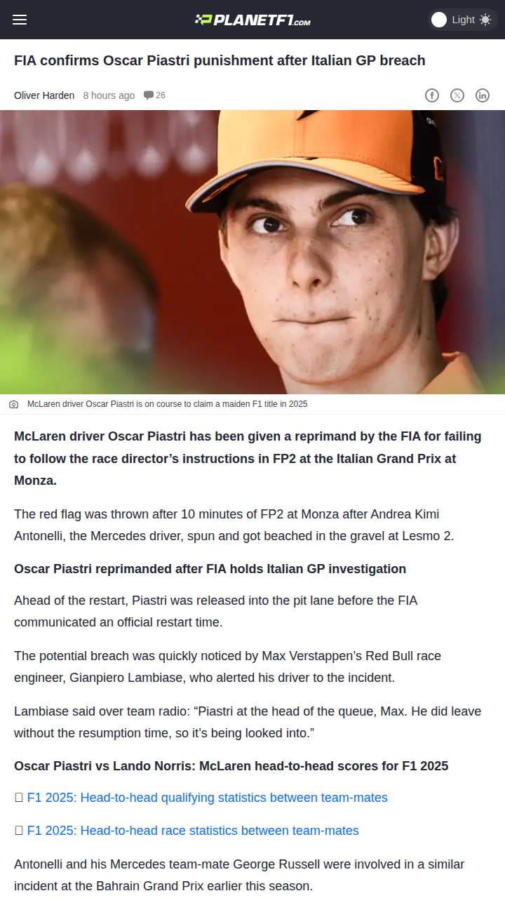 Piastri’s Pit Lane Mix-Up at Monza: No Grid Penalty!