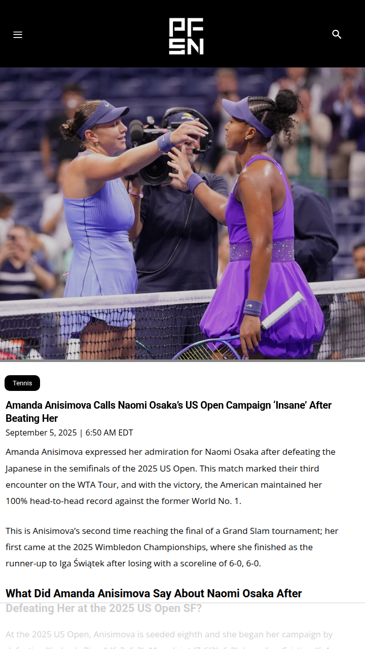 Anisimova Outlasts Osaka in US Open Thriller