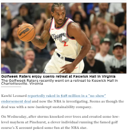 Kawhi Leonard's 'no-show' deal sparks laughs at Pinehurst