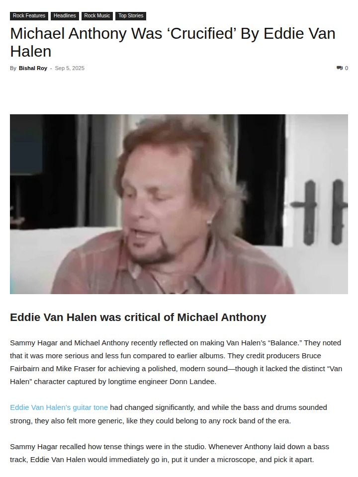 Eddie Van Halen vs Michael Anthony 😱
