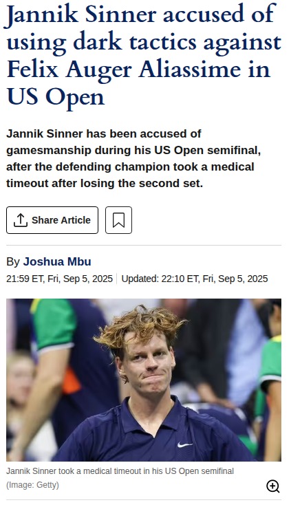 Sinner vs Aliassime: US Open Timeout Sparks Debate