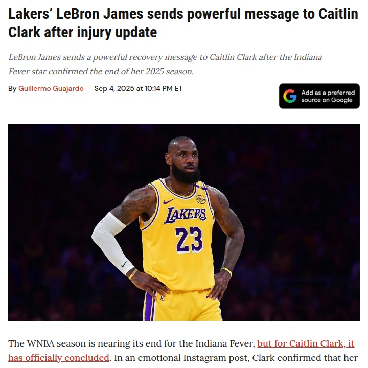Clark’s Season Ends, King James Sends Support