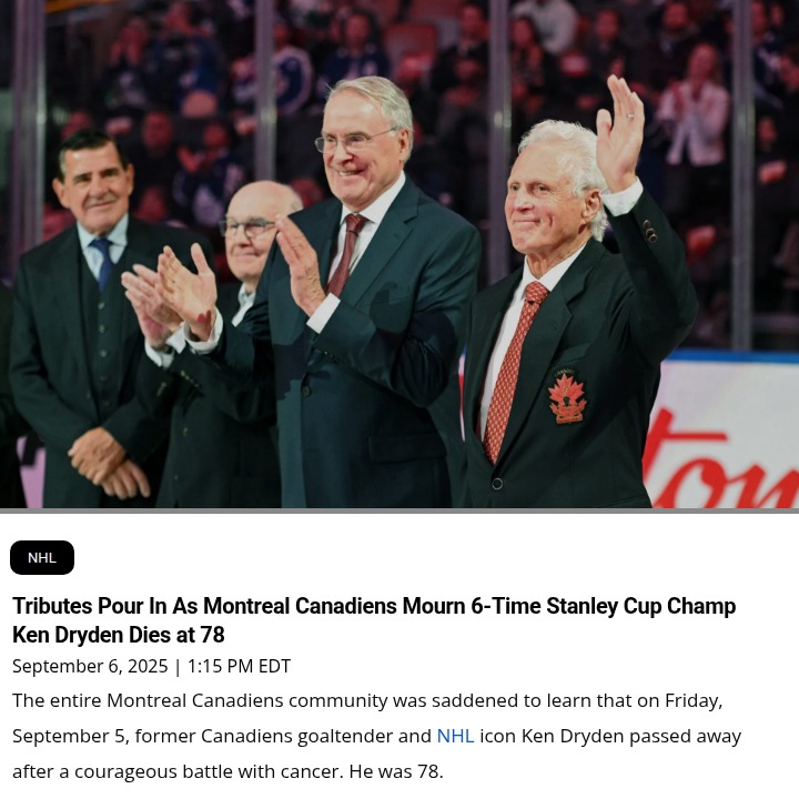 Habs Nation Remembers Ken Dryden: A True Legend