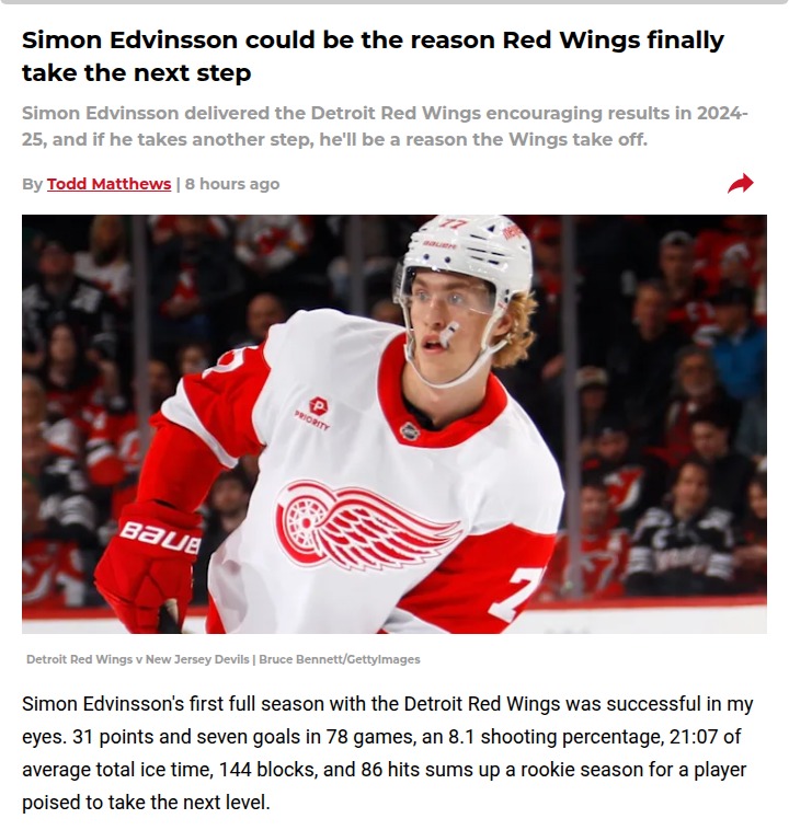 Simon Edvinsson could be Detroit’s X-factor
