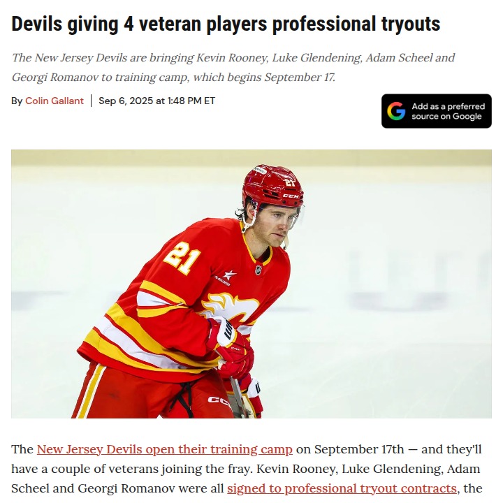 Devils bring in four vets for tryouts