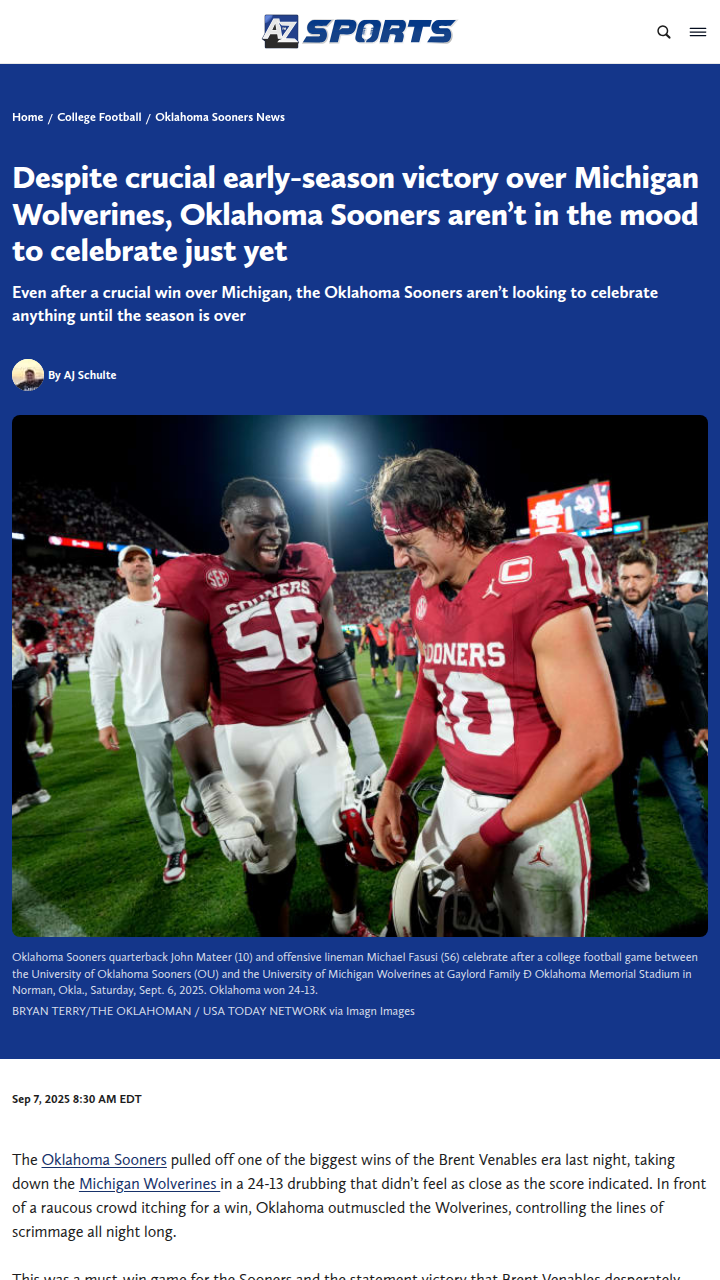 Oklahoma stuns Michigan, but eyes stay forward