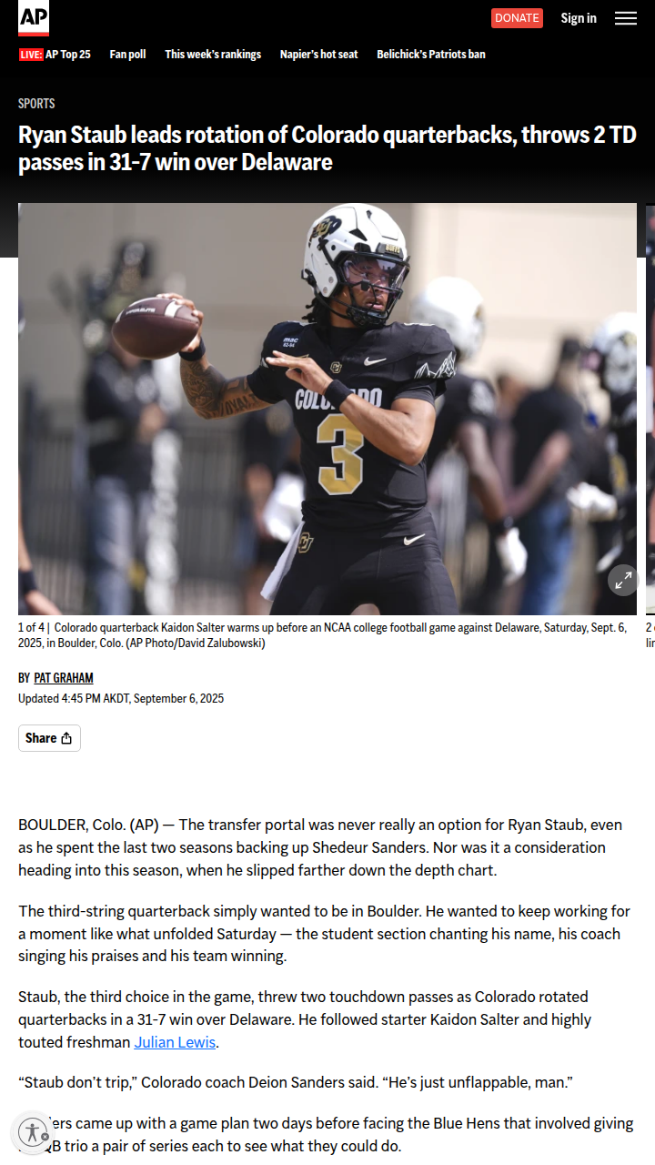 Colorado’s QB shuffle pays off in big win