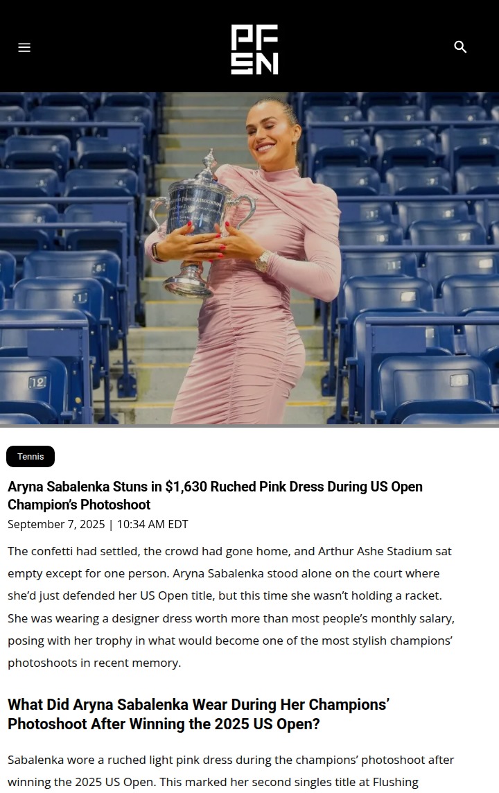 Sabalenka’s Pink Dress Steals US Open Spotlight