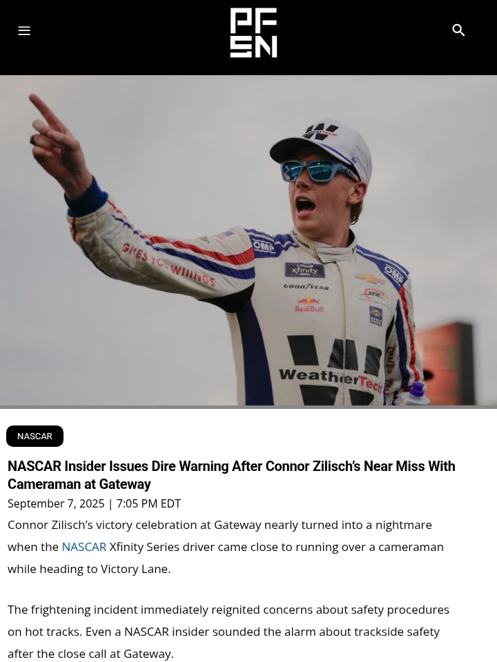 Zilisch’s Gateway Win Overshadowed by Safety Scare