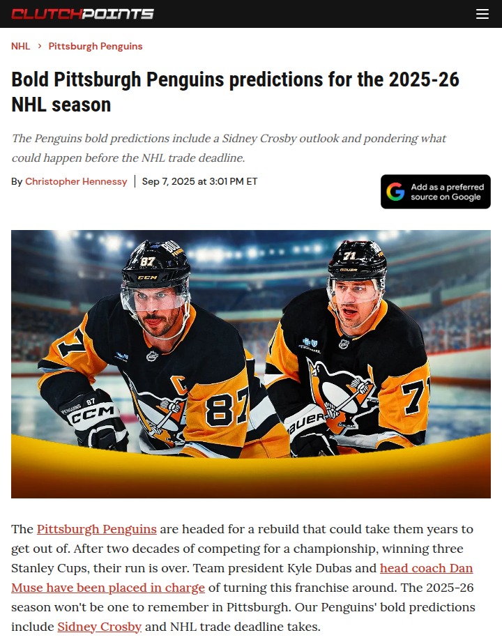 Penguins’ wild season ahead: Crosby’s chase, major trades, and a tough rebuild