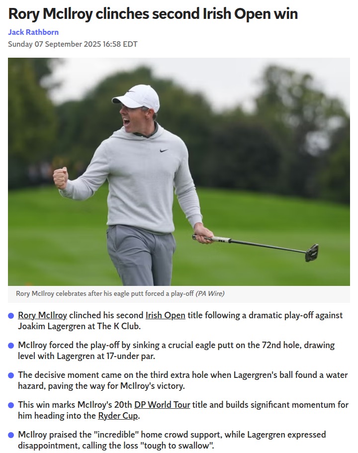 Irish Open: Rory’s Clutch Eagle Seals Playoff Win!