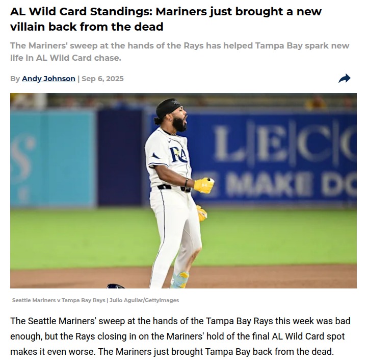 Mariners Let Rays Back Into AL Wild Card Race