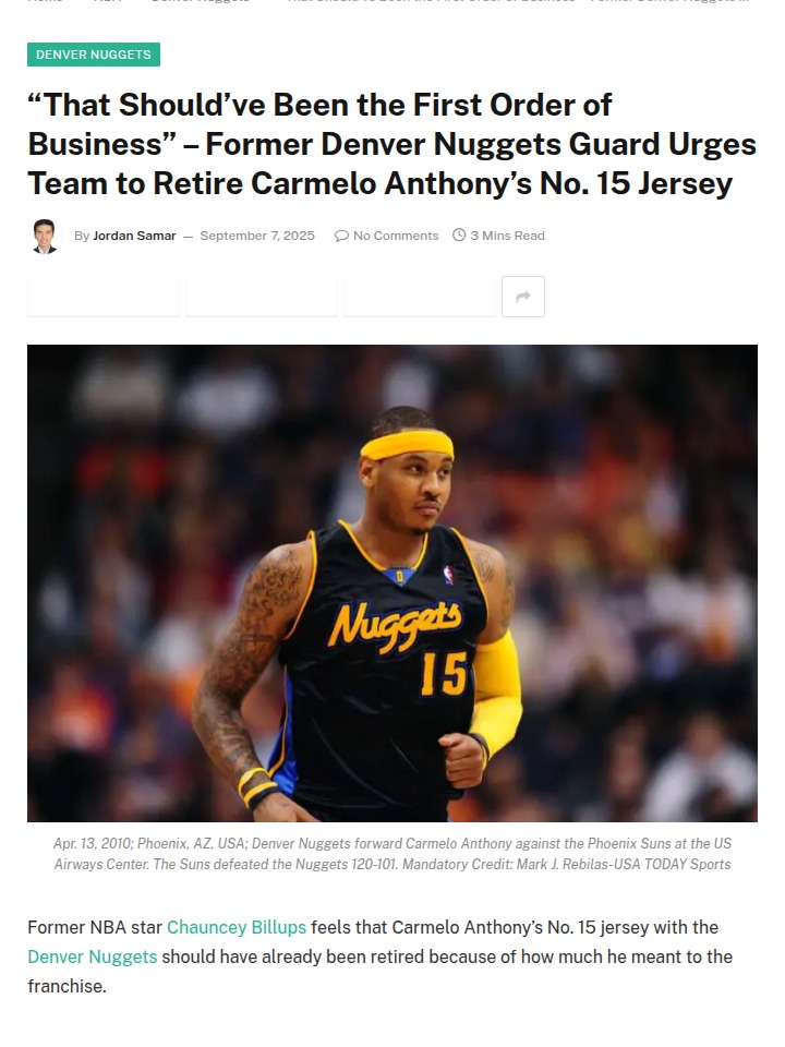 Why hasn’t Denver retired Melo’s jersey?