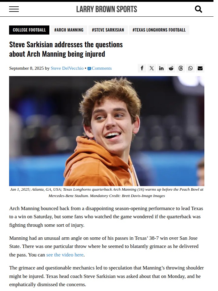 Is Arch Manning Really Hurt? Sark Responds