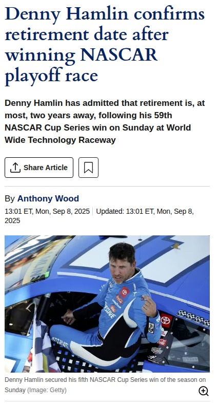 Hamlin Eyes Retirement After St. Louis Win