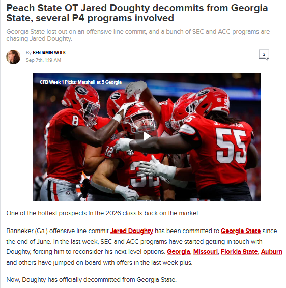 Peach State OT Doughty Flips Script on GSU