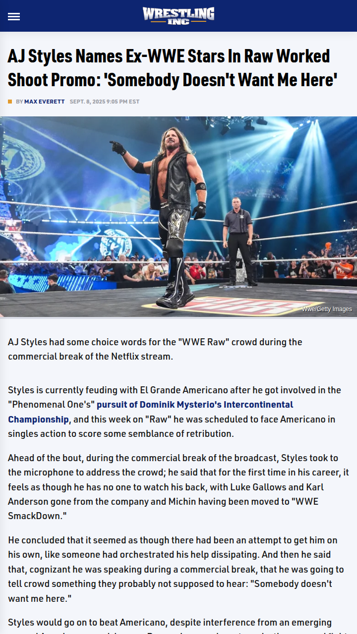 AJ Styles Calls Out WWE Conspiracy on Raw