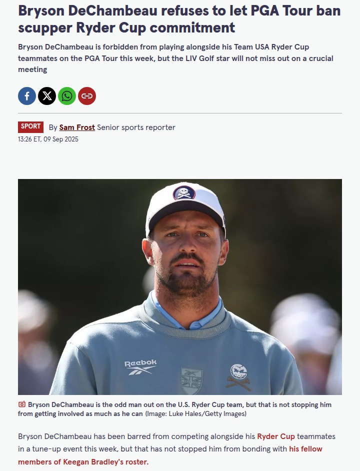 Bryson Still All-In for Team USA Despite PGA Ban