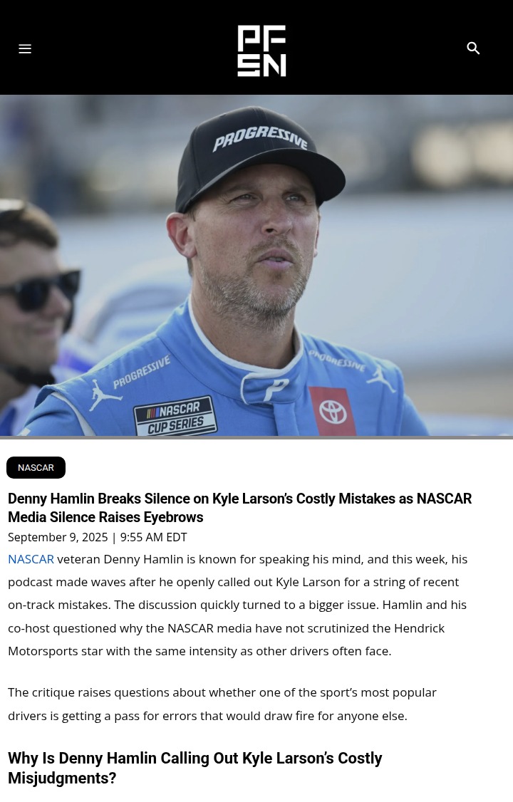 Hamlin Calls Out Larson: Double Standard?
