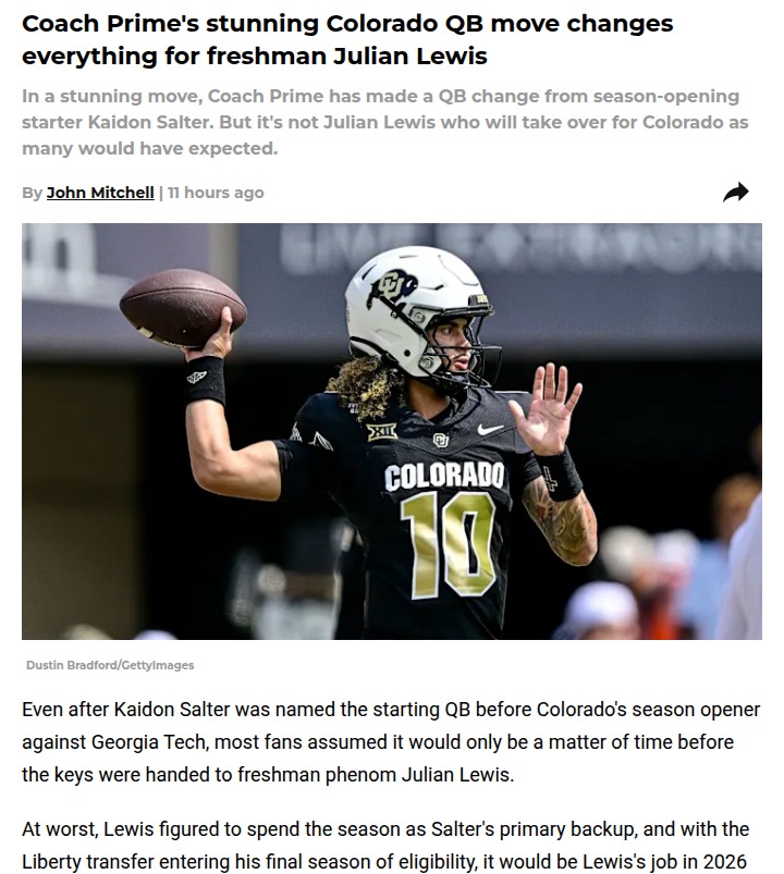 Colorado QB shakeup puts Julian Lewis’ future in doubt