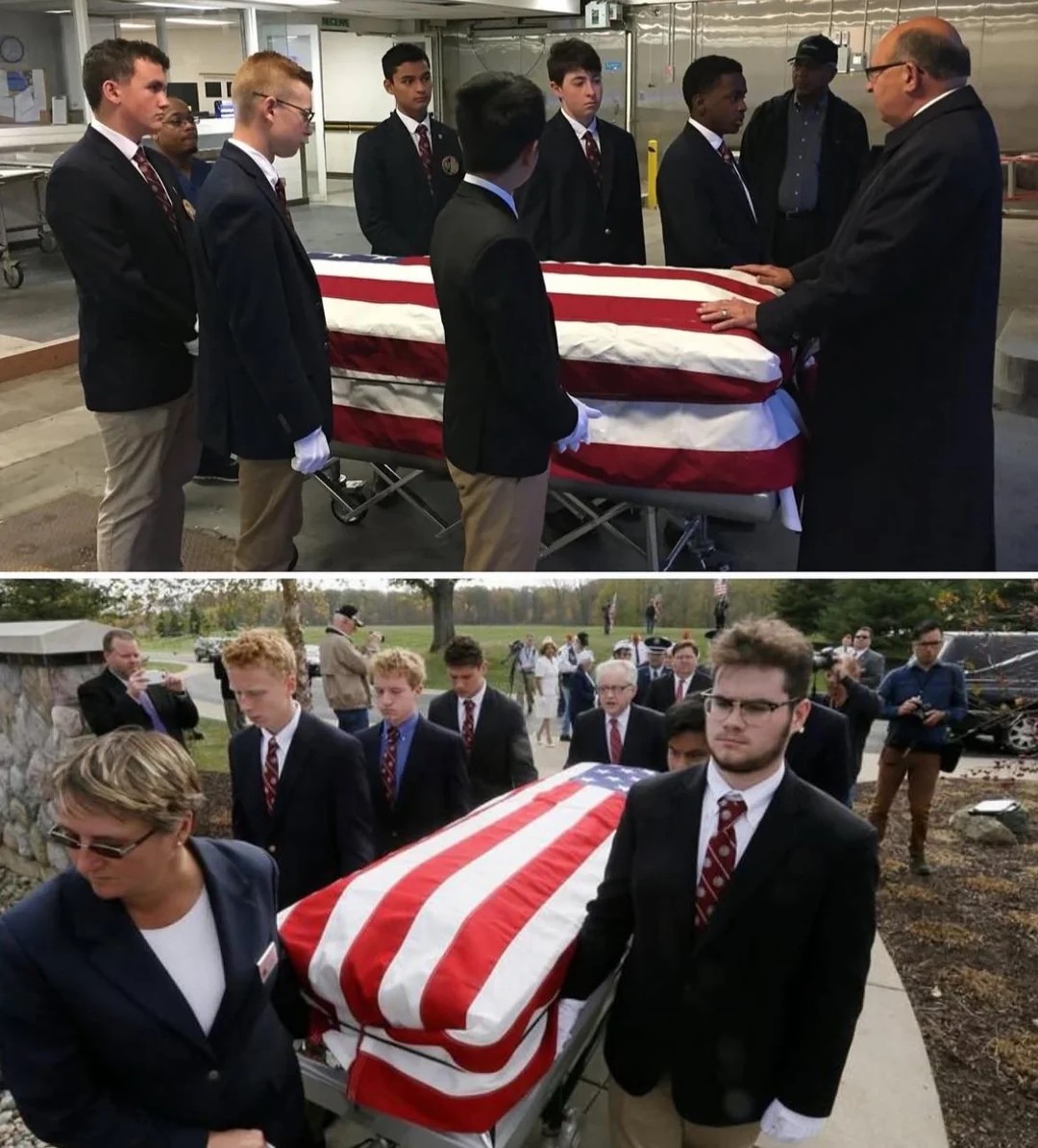 A group of high school students volunteered to carry caskets for homeless veterans who had no family to honor them. 💛