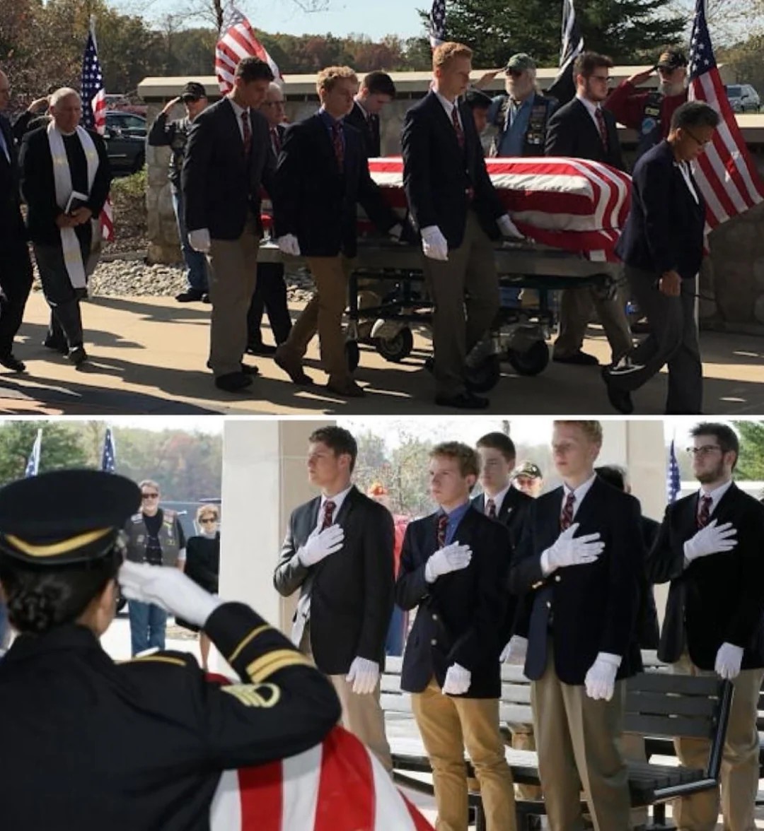 A group of high school students volunteered to carry caskets for homeless veterans who had no family to honor them. 💛