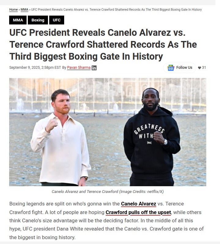 Canelo vs Crawford: Gate Record Broken!