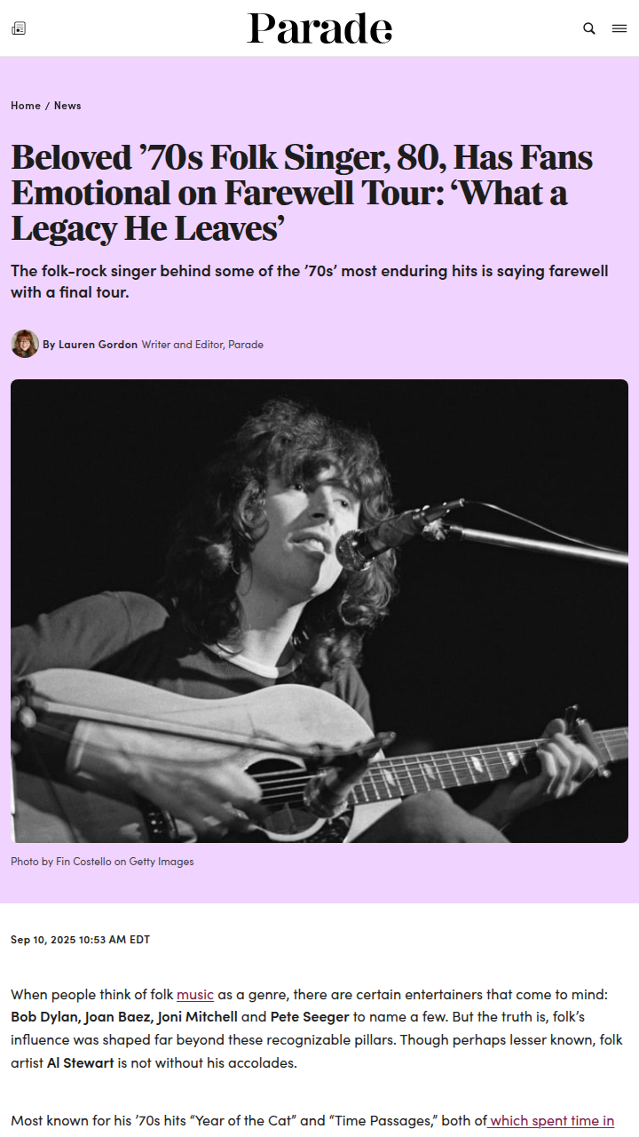 Al Stewart’s Farewell Tour Sparks Debate 🎤