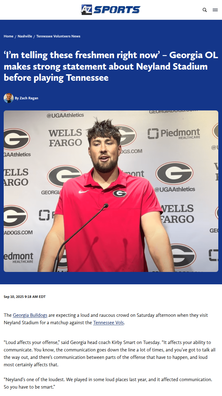 Neyland Stadium’s noise: Georgia freshmen, brace yourselves