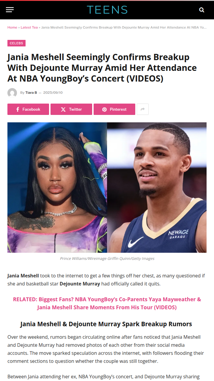 NBA YoungBoy Concert Sparks Jania & Dejounte Split?