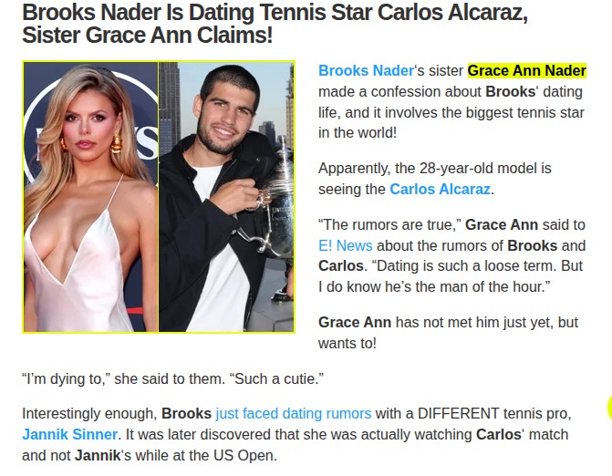 Alcaraz Dating Rumor Heats Up After US Open Win