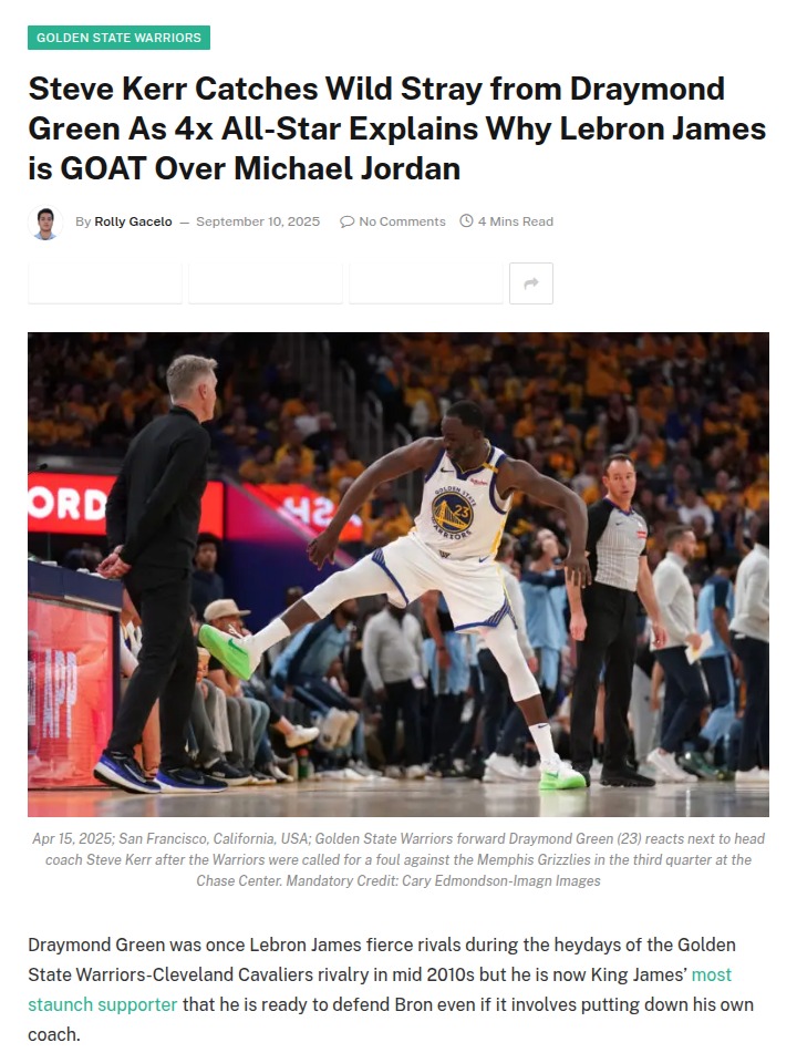 Draymond Throws Shade at Kerr in GOAT Debate