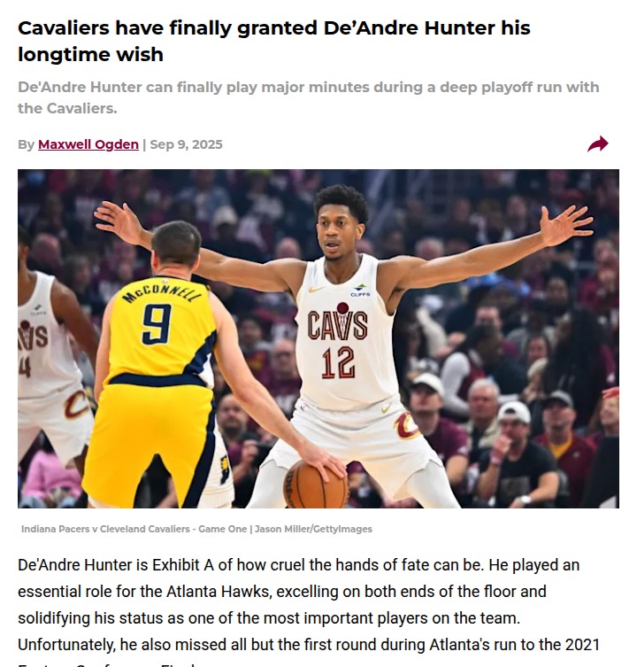 Hunter’s Big Break: Cavs’ Small Forward Solution?