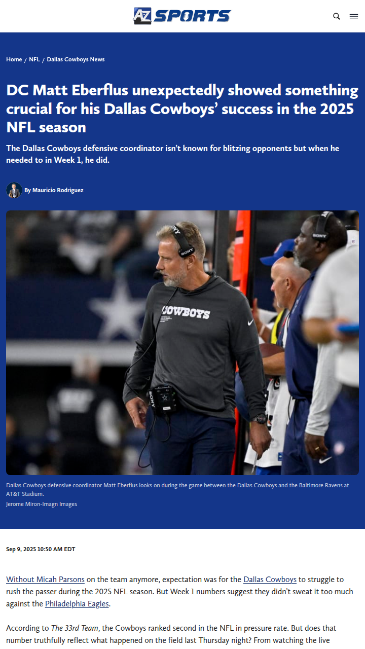 Eberflus’ Bold Blitzes vs Eagles: Cowboys’ New Edge?