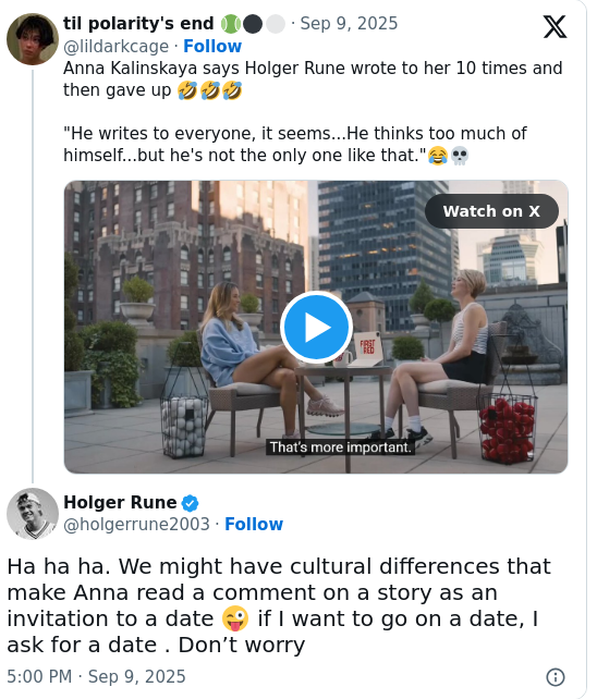 Rune vs Kalinskaya: DM Drama Hits Tennis World