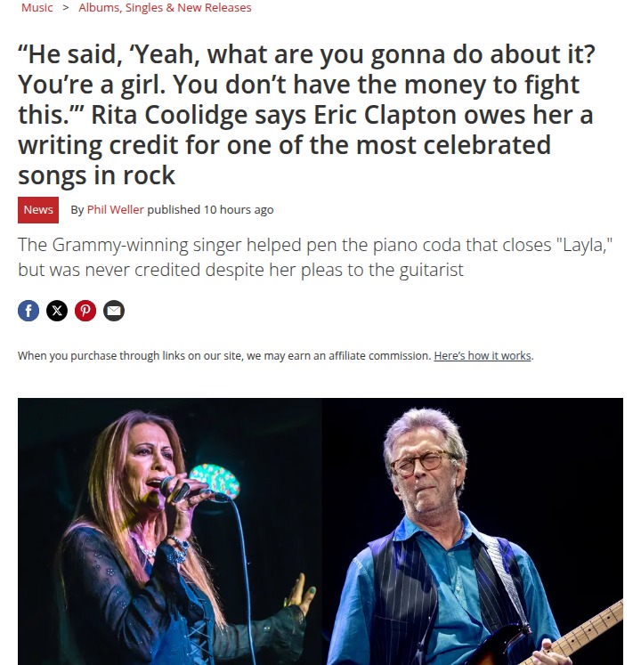 Rita Coolidge Calls Out Clapton Over 'Layla' 🎹