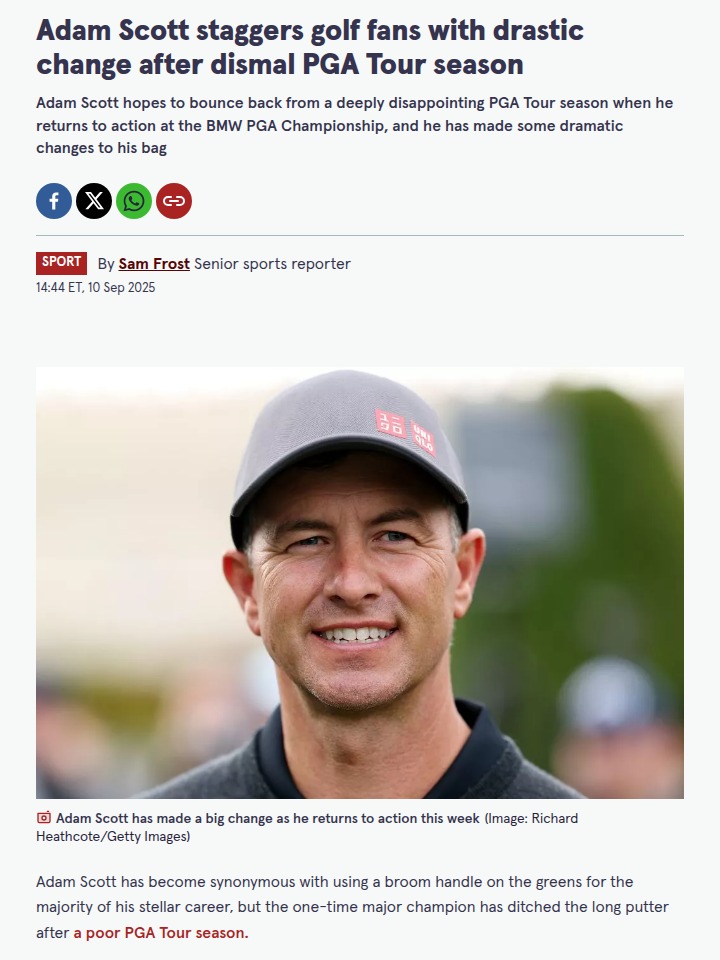 Adam Scott Ends Broomstick Era at Wentworth