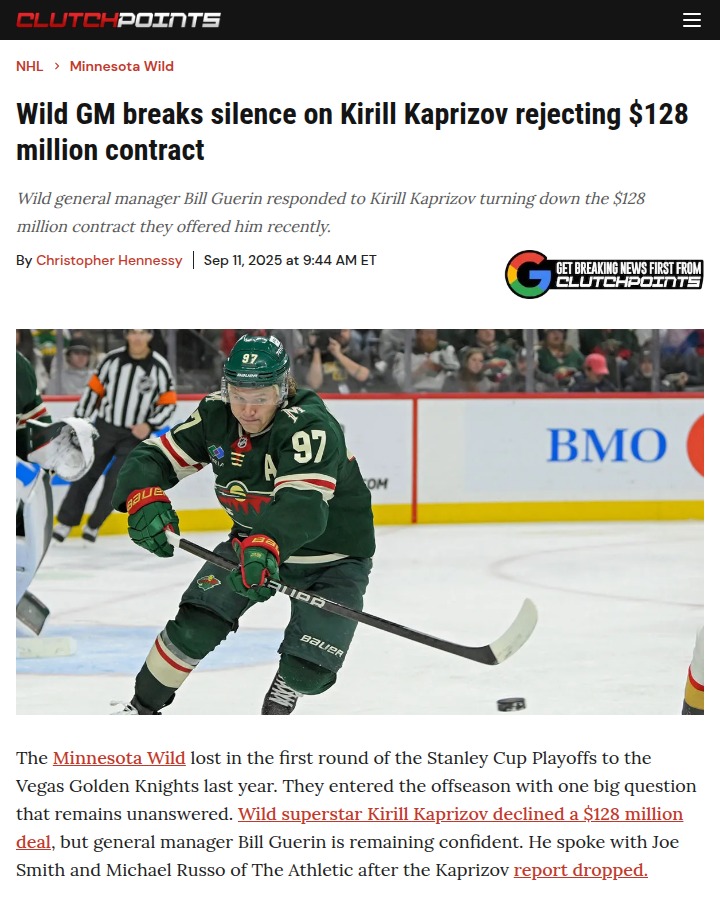Kaprizov turns down $128M: What’s next for Wild?