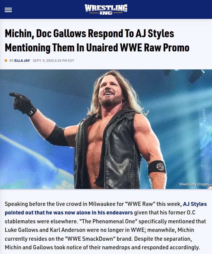 O.C. Reunion? Michin & Doc Gallows React to AJ Styles’ Raw Shoutout