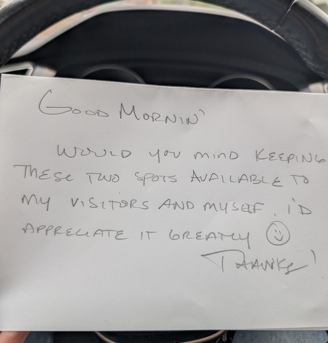 You won't believe the note my neighbor left on my car 😬 It's on a public street!