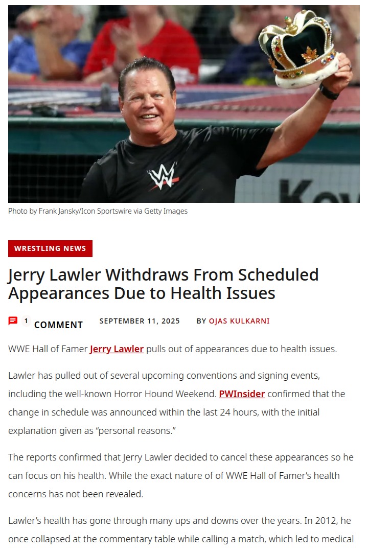 King Lawler Sidelined: Health Scare Update