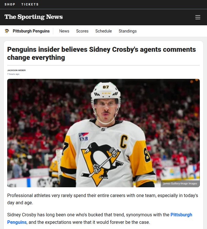 Crosby’s future with Penguins suddenly uncertain