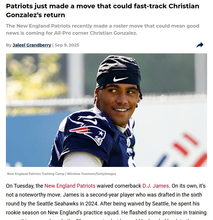 Christian Gonzalez could boost Patriots’ defense