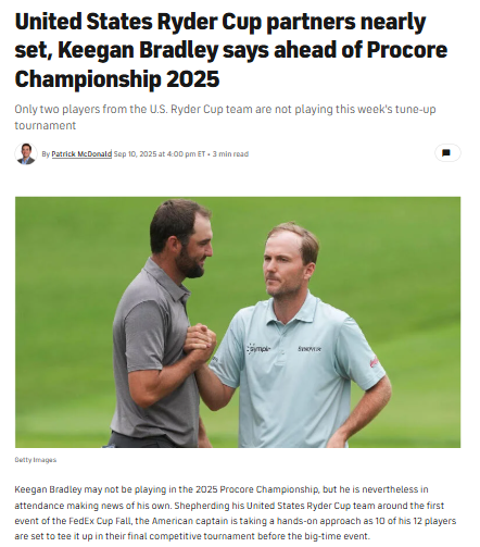 Bradley’s Bold Foursomes Gamble for Ryder Cup
