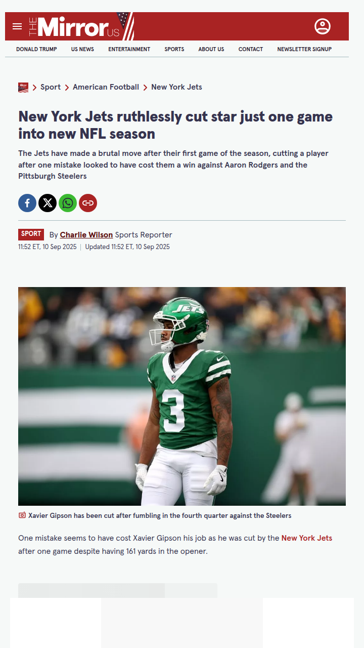 Jets make shocking move after just one game