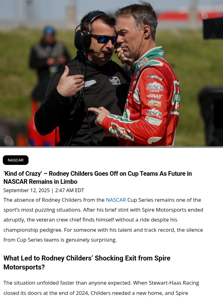 Rodney Childers’ Cup Series Snub: What’s Up?