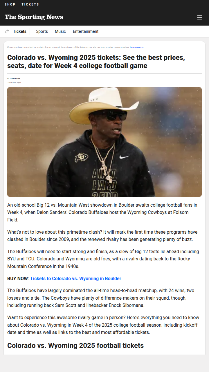 Colorado vs Wyoming: Rivalry returns to Boulder