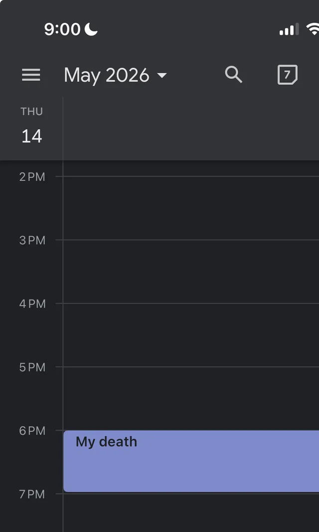 My wife found her death on her calendar..