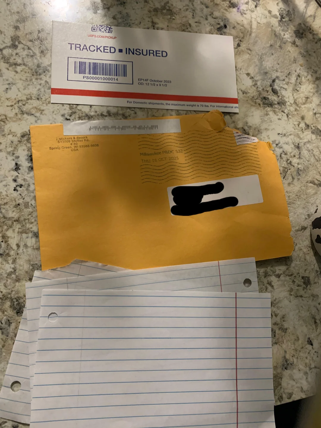 This yellow envelope my bf got in the mail today . 