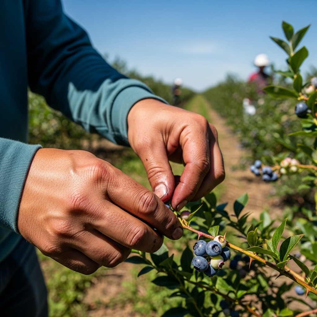 Picking Blueberries, Living in a Trailer